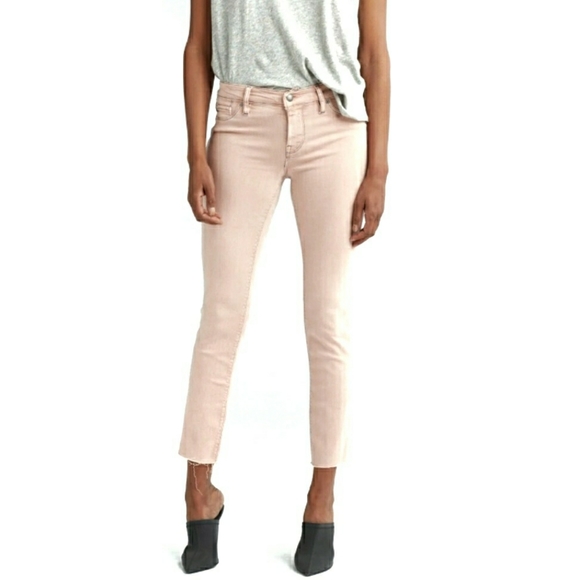 🆕️Hudson Tally Pink Mid Rise Raw Hem Crop Skinny Jeans